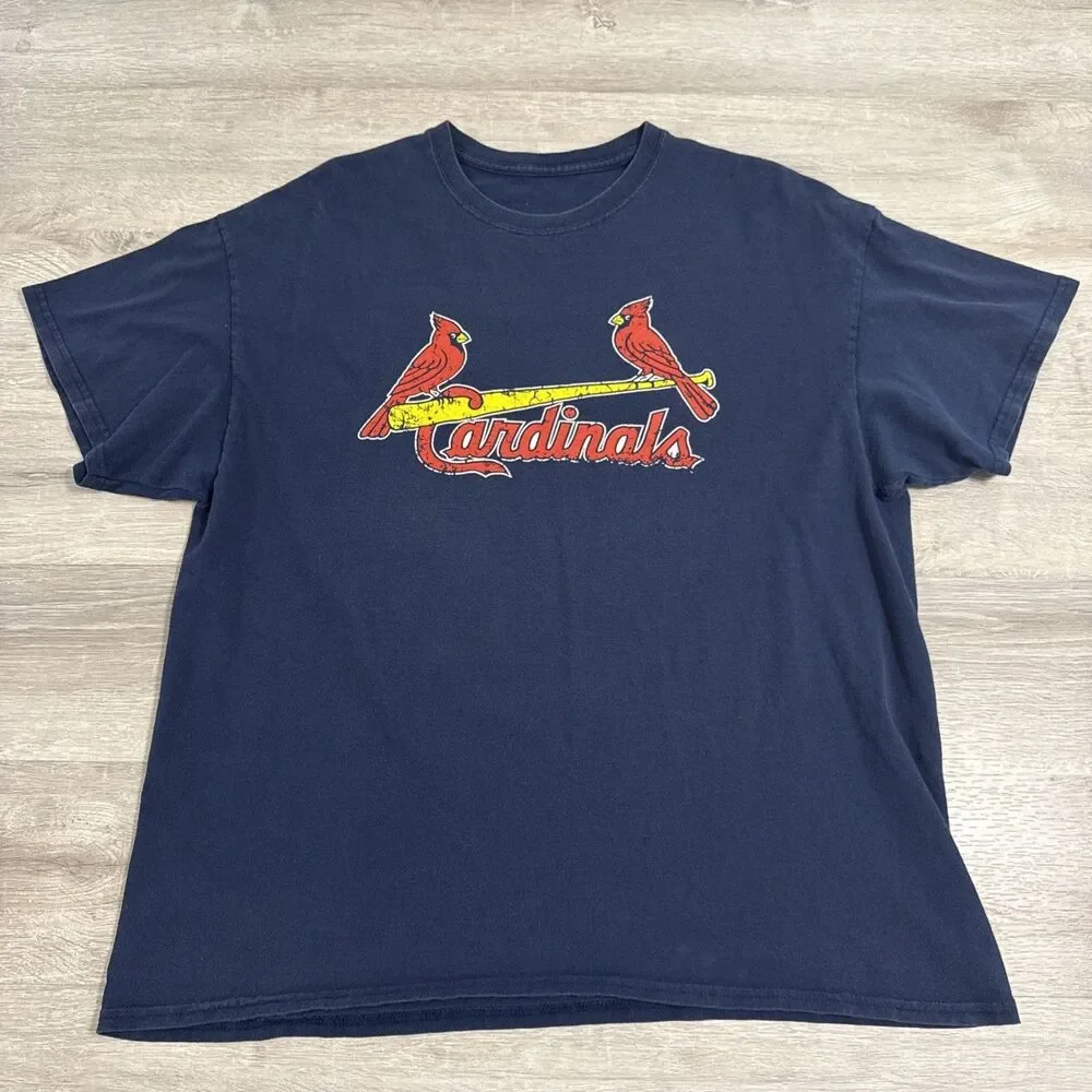 St. Louis Cardinals Shirt Men's Blue Baseball Flag Short Sleeve XL Tee